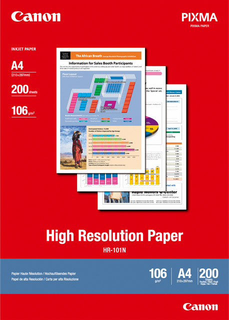 Canon HR-101N Fotopapier für Inkjet-Drucker, Weiss, A4, 200 Blatt, 100 g/m² - Bild 1