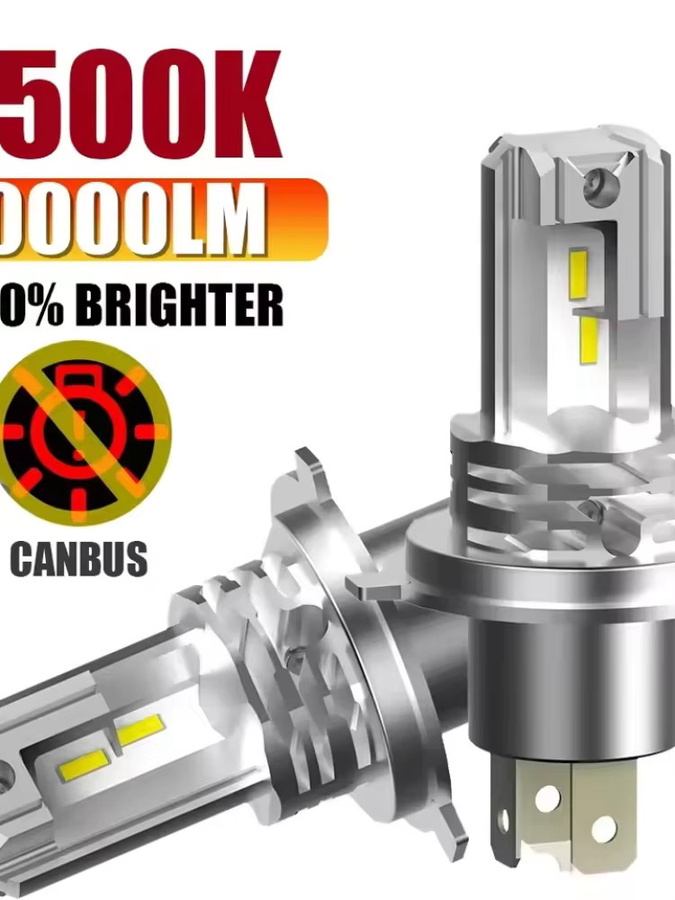 XMSJ LED-Autolampe H7 H4 H11 9005 für Nebelscheinwerfer und Tagfahrlicht, 30000LM, 6500K Weiß, Canbus, 12V Hochleistungs-Scheinwerfer, Silber/Weiß - Bild 6