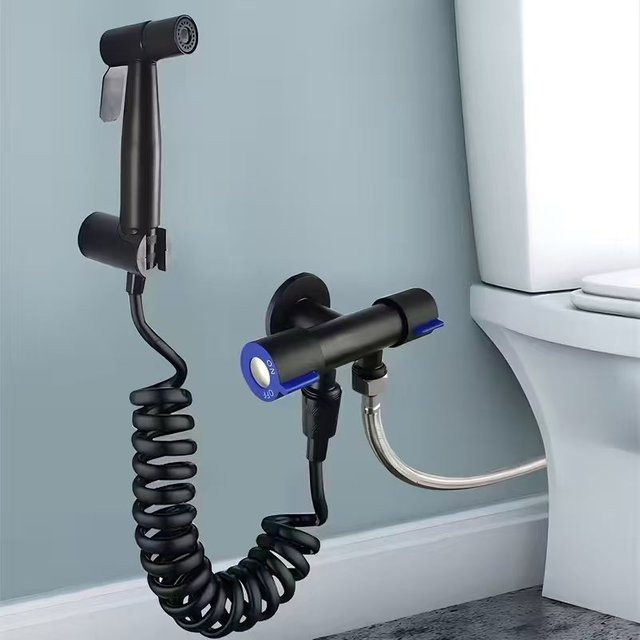 YANKE Bidet-Wasserhahn-Set mit Spritzfunktion, multifunktionales Spülventil in Matt Schwarz - Bild 1