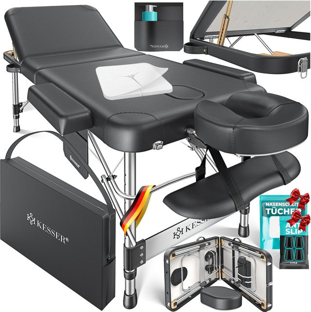 KESSER Mobile Massageliege aus Aluminium klappbar und höhenverstellbar mit 3 Zonen, Kopfstütze, Armlehnen und Tasche - Bild 1