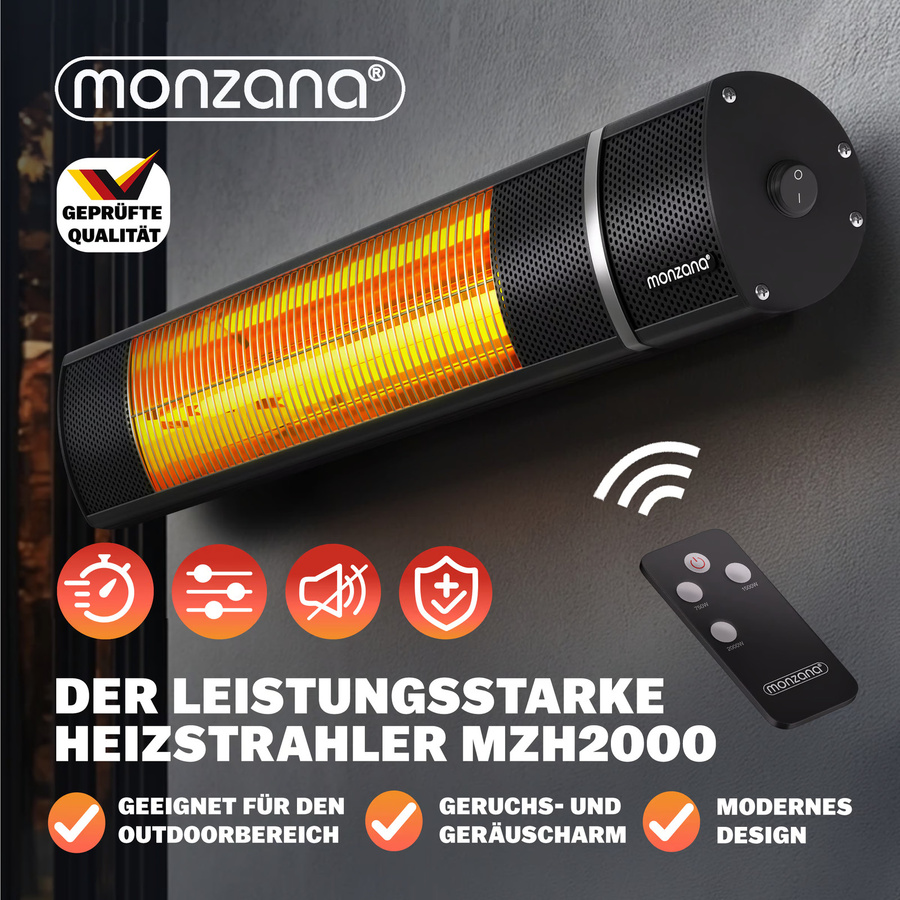 Heizstrahler Monzana MZH2000 Schwarz 2000W aus Metall und Aluminium - Bild 2
