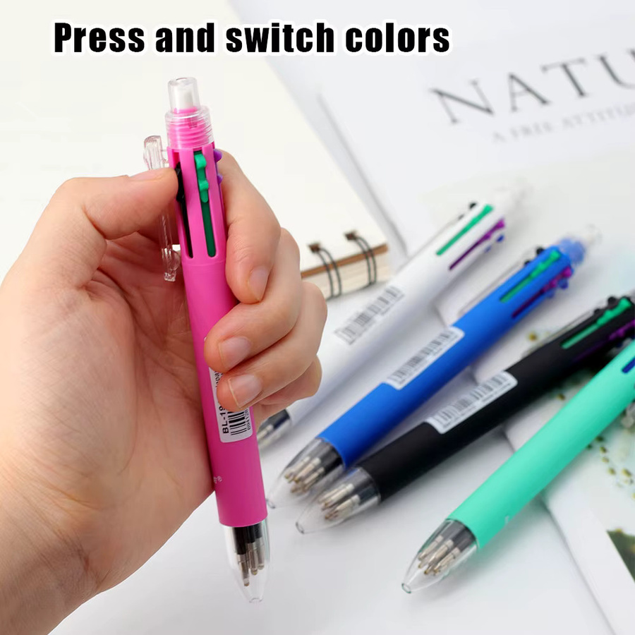 JOMPENS 3-teiliges Schreibset mit 6-in-1 Kugelschreibern in 5 Farben (0,7 mm) und automatischem Bleistift (0,5 mm), Mehrfarbig/Pink - Bild 3