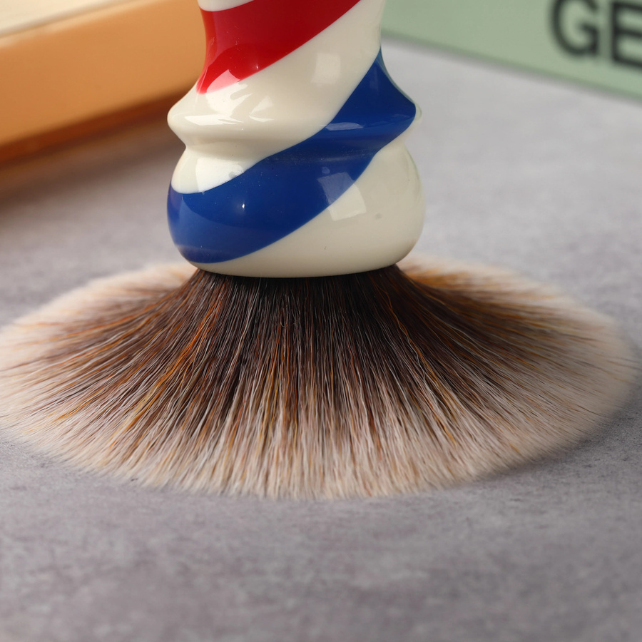 Yaqi New Barber Pole Style Rasierpinsel, 24mm, Synthetisch, Mew Brown - Bild 3
