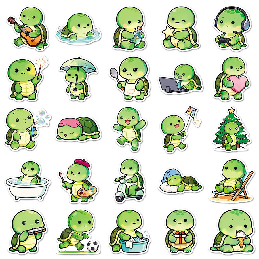 Rspctou Kawaii Cartoon Grüne Schildkröte Aufkleber für Wasserflaschen und Telefone - Bild 2