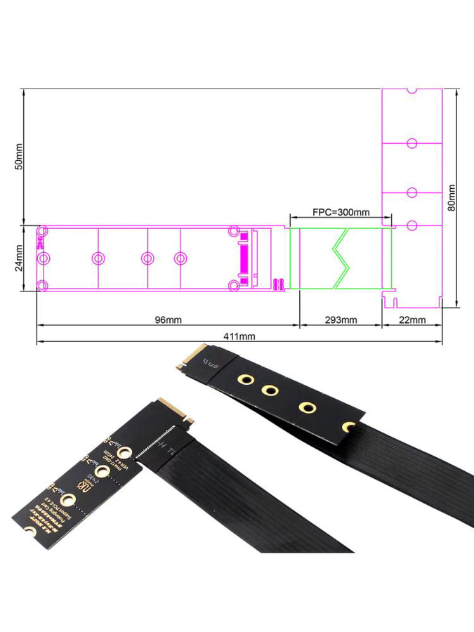VODOOL M.2 NVMe PCIe 4.0 SSD Verlängerungskabel für M.2 2230 2242 2260 2280 in Schwarz - Bild 7