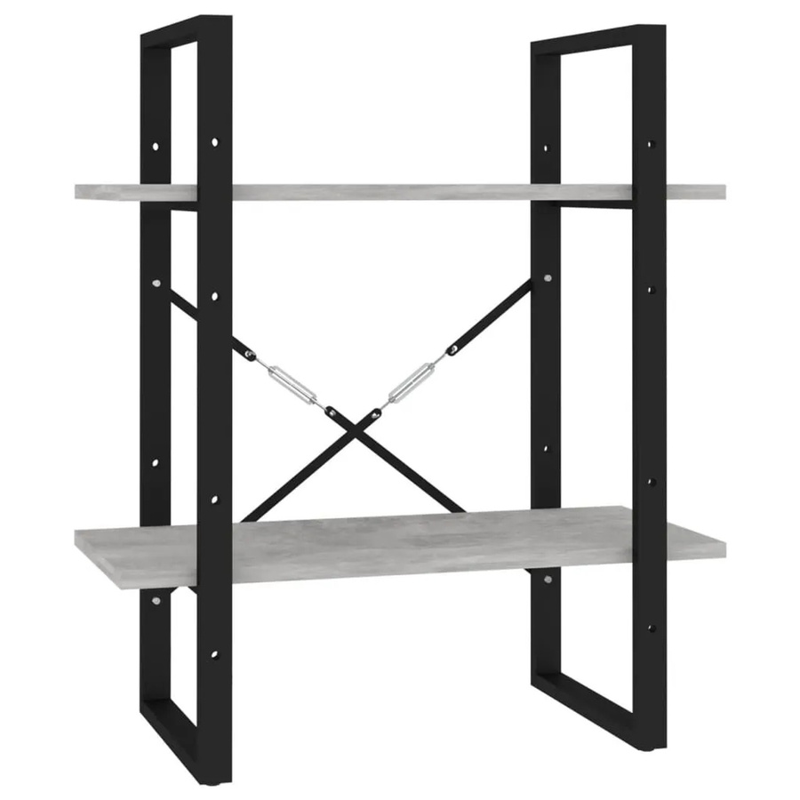vidaXL Bücherregal im Industrial Design in Betongrau mit 2 Fächern, B/T/H: 60 x 30 x 70 cm - Bild 2