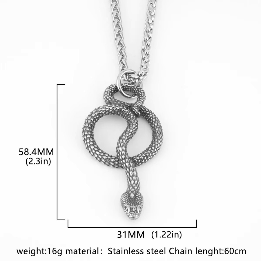 Halskette mit Schlange Anhänger, Edelstahl, Silber, Unisex - Bild 2