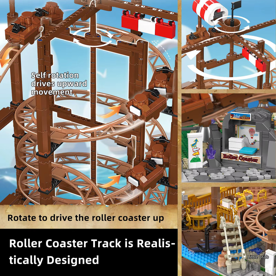 Mould King MOC Double Helix Achterbahn mit Piratenschiff, Baustein, ab 14 Jahren - Bild 4