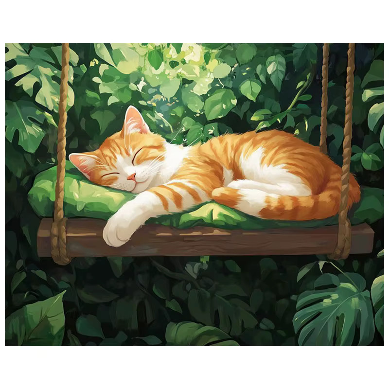 HUACAN Malen nach Zahlen Set mit Katzen-Motiv auf Leinwand, Mehrfarbiges Tier-Malset für kreative Hobby-Projekte und Weihnachtsgeschenke - Bild 4