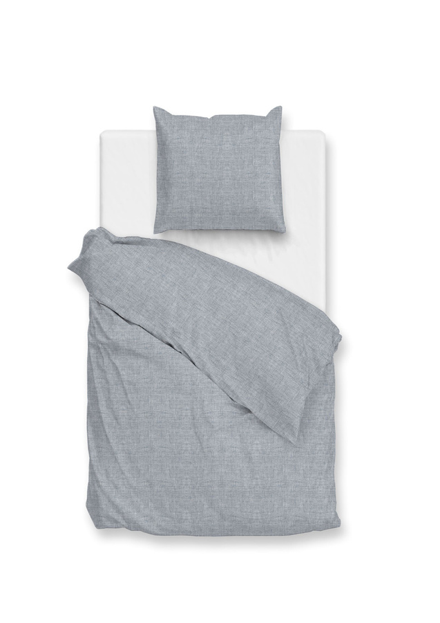 Zo! Home Flanell Bettwäsche aus Baumwolle in Blau Melange, bestehend aus Bettbezug und Kissenbezug, B/H: 155 x 220 cm und 80 x 80 cm - Bild 1