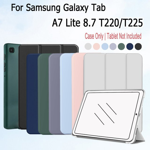 Schutzhülle für Samsung Galaxy Tab A7 Lite 8,7 Zoll 2021 SM-T220 SM-T225 SM-T227 mit weicher Rückseite und Standfunktion in Grau - Bild 1