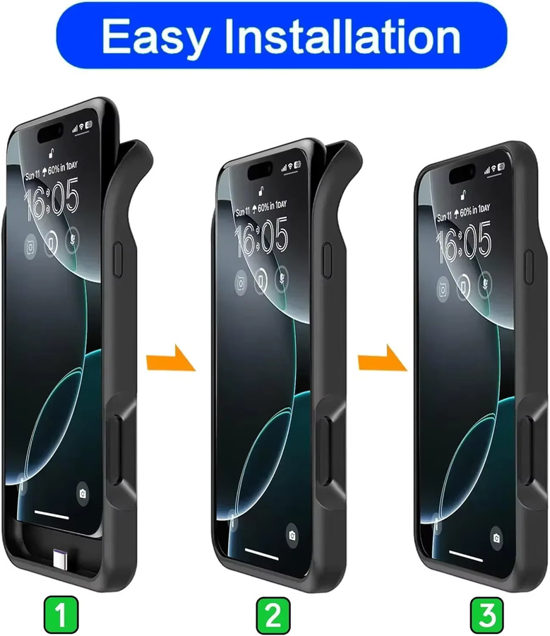 Fraternize Smart Batterie Ladegerät Case für iPhone 17 Pro Max, iPhone 17 Pro und iPhone 17 Air als externe Powerbank in Schwarz oder Blau - Bild 3