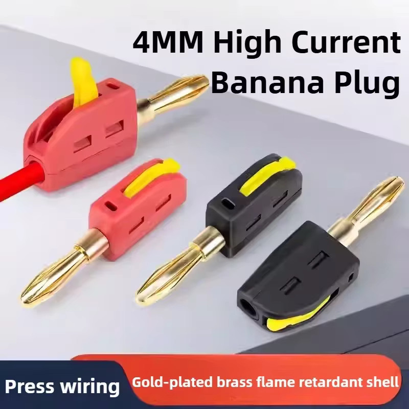 10er Set vergoldete Bananenstecker 4mm für hohe Stromstärken bis 32A Quick Connect elektrische Teststecker in Gold - Bild 2