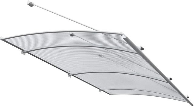Roro Vordach V152 aus Aluminium und Stegglas in Weiß, B/T/H: 197 x 83 x 67 cm - Bild 1