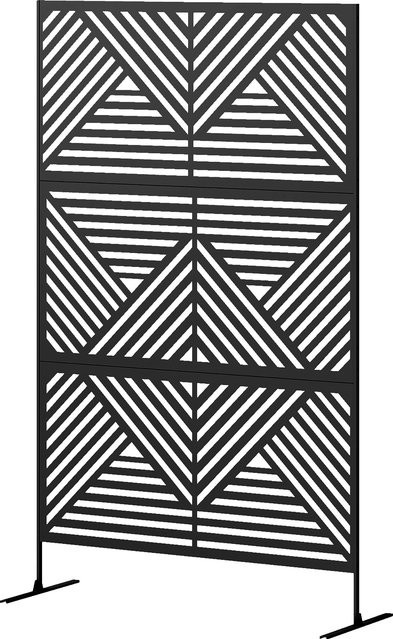Outsunny Sichtschutz Paravent aus Stahl mit Rautenmuster in Schwarz, B/T/H: 122 x 45 x 198 cm - Bild 1