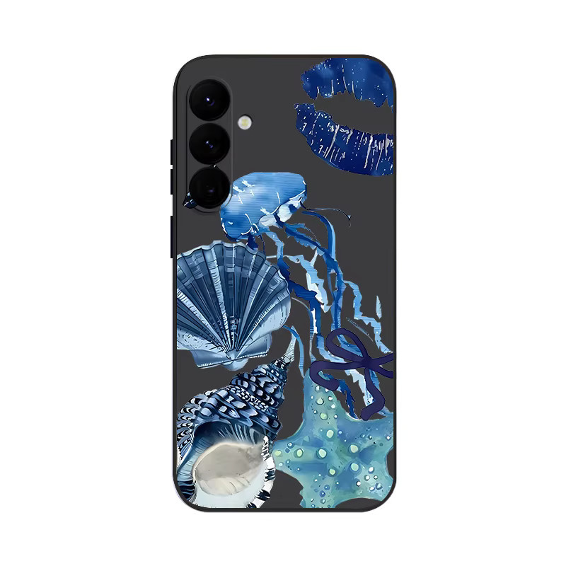 Samsung Handyhülle Soft Cover mit Quallen Conch Print in Grau für Galaxy S25 FE S24 S23 Ultra S22 S23 Plus A56 A17 A16 A36 A55 A54 A15 5G - Bild 6