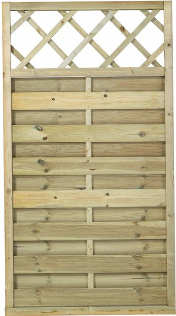 Plus Holz Sichtschutzzaun Bergen Lattenzaun mit Gitter, druckimprägniert, Farbe: Braun oder Kdi Grün, Höhe: 165 cm, Breite: 90 cm - Bild 1