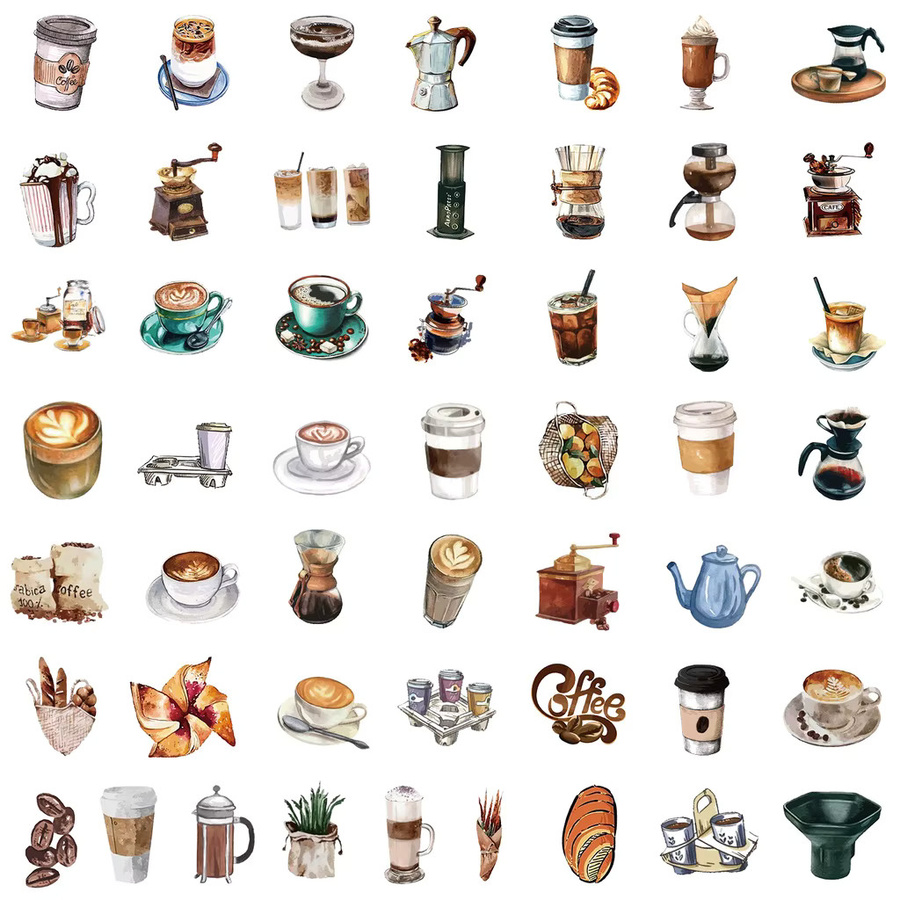 50 Stück BulingBulingStickers Kaffee Graffiti Aufkleber wasserfest und dekorativ in Multicolour - Bild 3