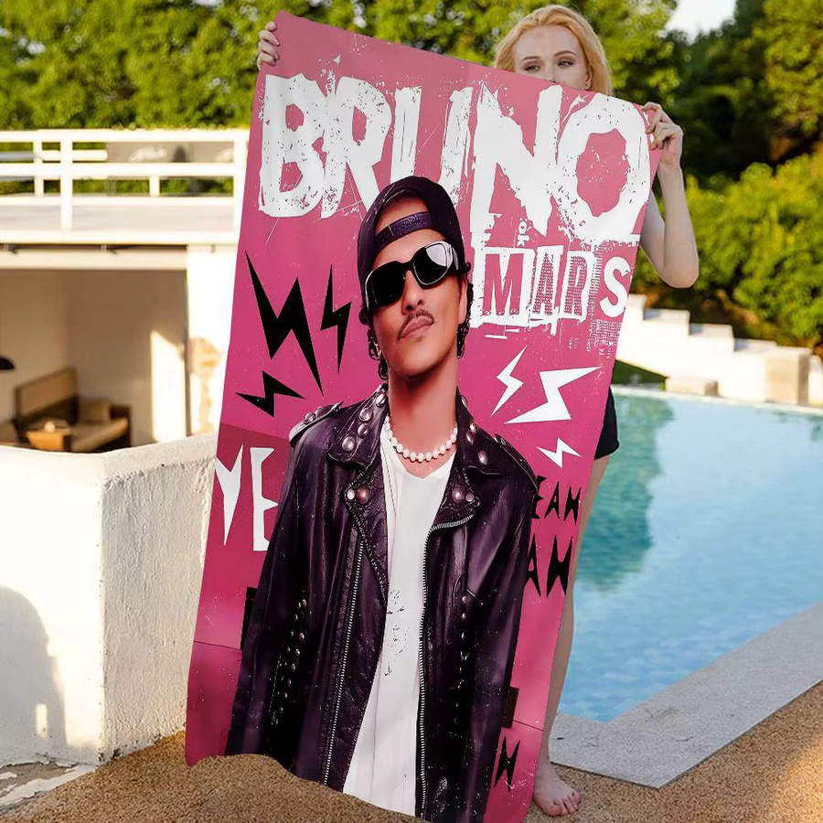 Singer B-Bruno M-Mars Mikrofaserdecke als saugfähiges und schnell trocknendes Strandtuch in Übergröße - Bild 5