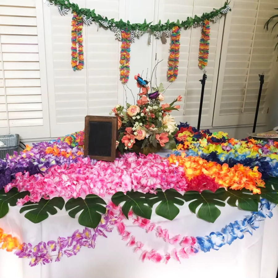 Surpsea Hawaiian Leis Set – Bunte tropische Blumenkränze aus Textil für Sommer, Strand, Hochzeit und Mottoparty, Mehrfarbig - Bild 3