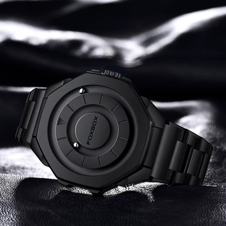 FOXBOX Armbanduhr Quarz, Edelstahl, Schwarz, Herren - Bild 2