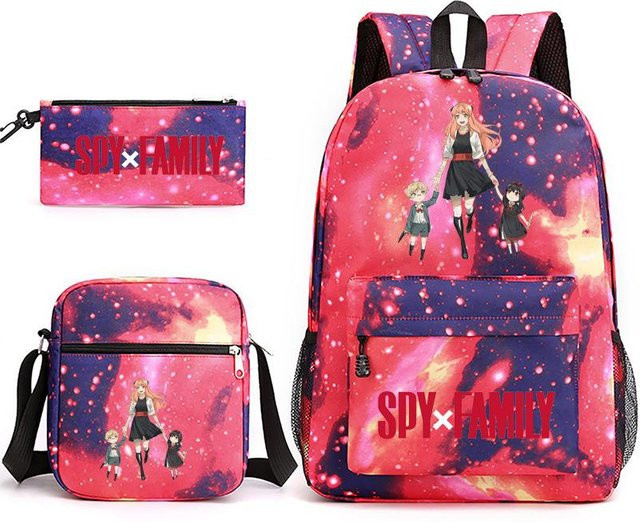 3-teiliges Schulrucksack-Set für Schüler aus Oxford-Stoff mit Schultasche, Schultergurt und Federmäppchen in Multicolour - Bild 1