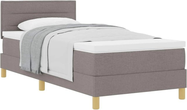 vidaXL Boxspringbett Hybrid mit Matratze und Kopfteil in Taupe und Grau, B/T/H: 90 x 190 x 140 cm - Bild 1