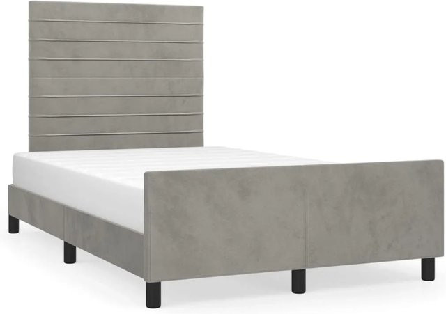 vidaXL Bettgestell mit Kopfteil aus Samt in Hellgrau, B/T/H: 120 x 200 x 126 cm - Bild 1