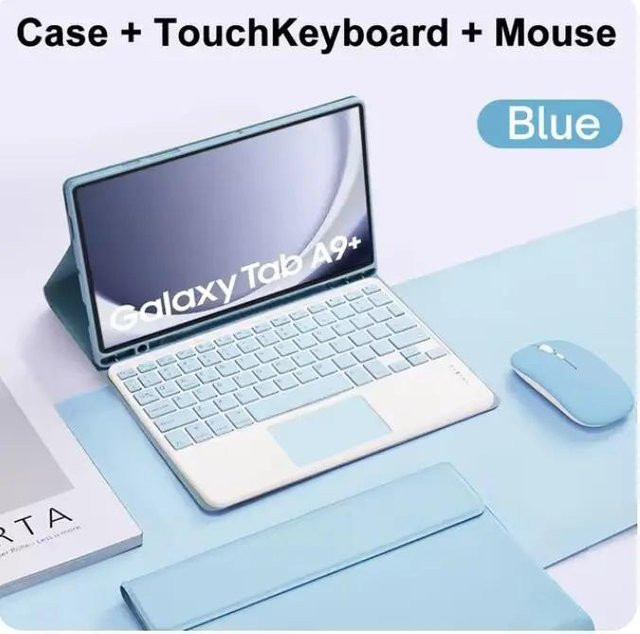Tablet-Tastatur Hülle für Samsung Galaxy Tab S9, S8, S7, A9 Plus, A8, A7 und A9 8.7 in Blau - Bild 1