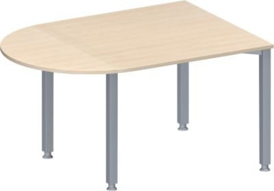 Schäfer Shop Genius Konferenztisch MODENA FLEX, Halbkreis, höhenverstellbar, Ahorn/weißaluminium, B: 140 cm, T: 100 cm, H: 72-84 cm - Bild 1