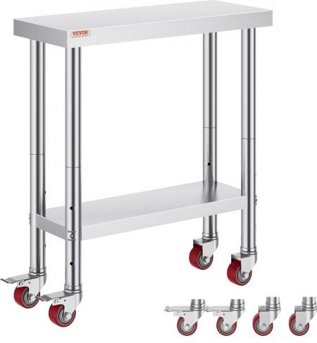 VEVOR Edelstahl Arbeitstisch für die gewerbliche Lebensmittelzubereitung, Farbe: Silber, B/T/H: 76,2 x 30,48 x 86,36 cm - Bild 1