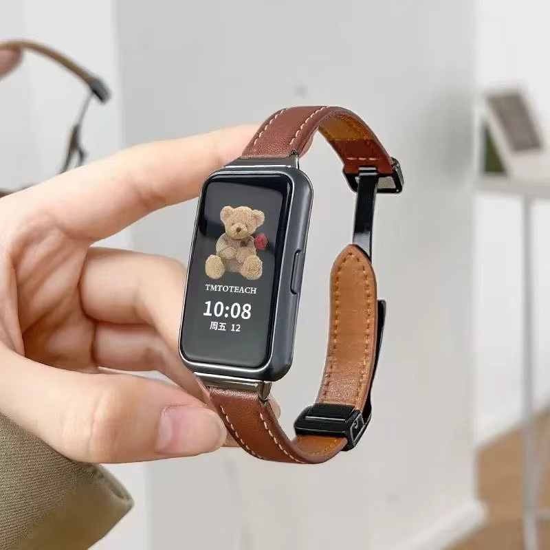 Uhrenarmband Leder, Magnetische Schnalle, Schwarz, Unisex - Bild 2