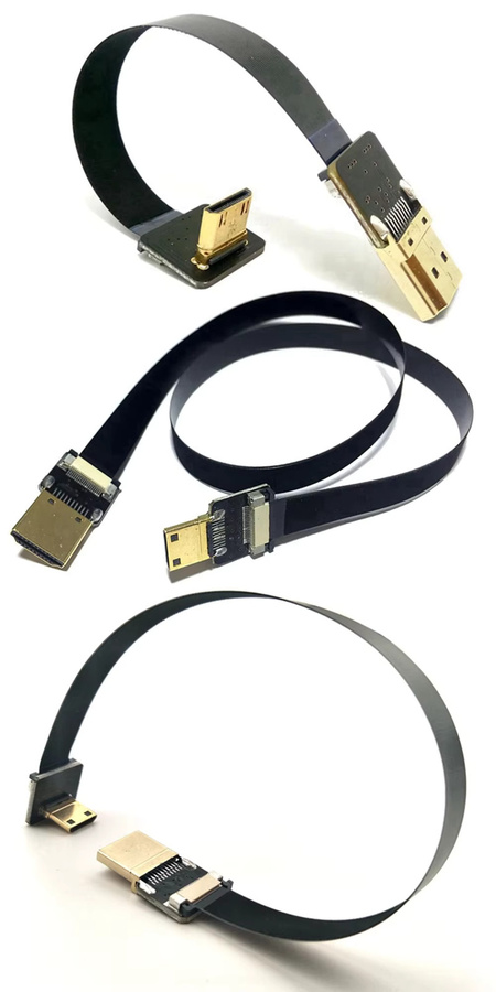 Chenyang FPV HDMI Typ-A Stecker mit 90-Grad-Winkel und MINI-HDMI kompatiblem FPC Flachkabel in Schwarz für Multicopter-Kamera-Luftaufnahmen - Bild 2