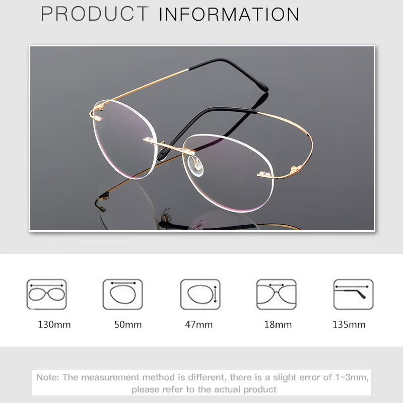 KSVEREN Korrektionsbrille, randlos, rund, Titan, Unisex - Bild 3