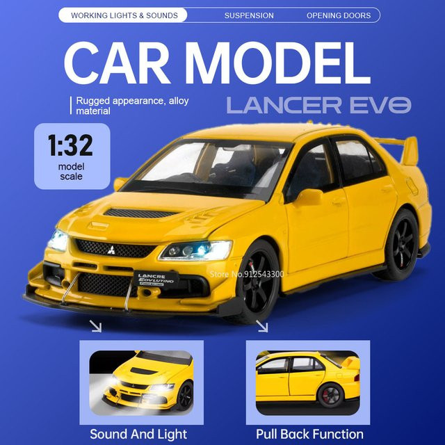 RMZ city Lancer EVO IX Rennwagen-Modell, 1:32 Maßstab, mit Licht und Sound - Bild 1