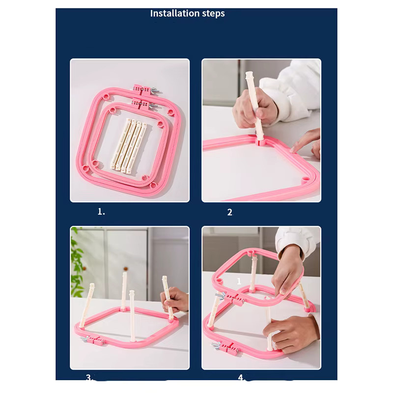 Doppelschichtiger Stickrahmen aus ABS-Kunststoff für französische Stickerei in Pink - Bild 3