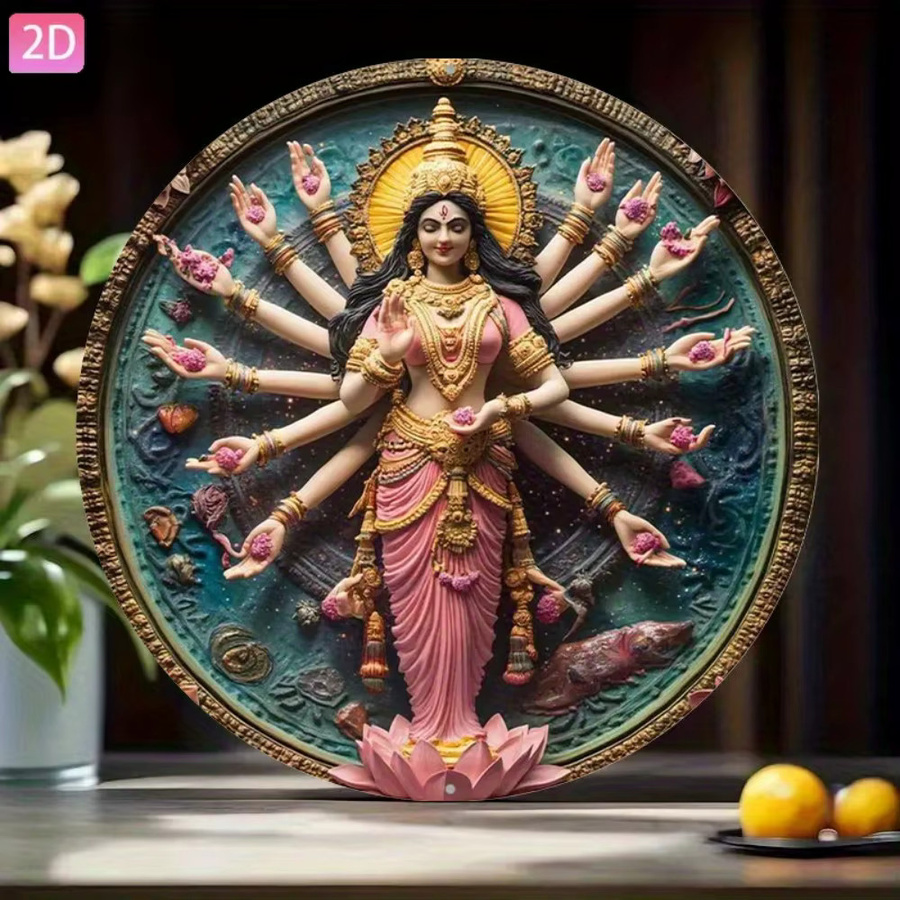 HELLOYOUNG Durga Maa Wandkunst Vintage Aluminium-Schild Metallposter in Multicolour - Bild 3