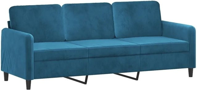 vidaXL 3-Sitzer-Sofa in Blau aus Samt mit Metallrahmen, Breite: 198 cm, Tiefe: 80 cm, Höhe: 77 cm - Bild 1