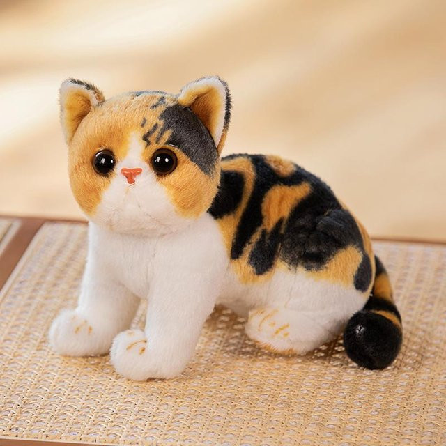 Simulation Plüschkatze Puppe, Braun Grau Schwarz, Plüschtier, ab 14 Jahren - Bild 1