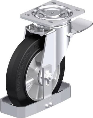 Blickle Stahlblech-Lenkrolle LH-ALEV 200K-ST-FS in Schwarz und Grau mit 200 mm Rad-Durchmesser und 500 kg Tragfähigkeit - Bild 1