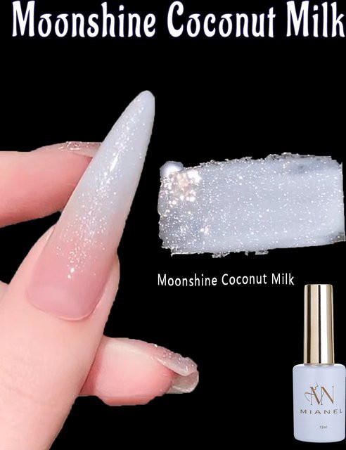 MIANEL Moonlight Coconut Milk White Glitter Gel Nagellack, 12 ml - Bild 1