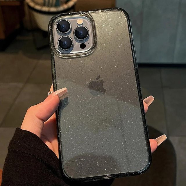 Stoßfeste transparente Glitzer Handyhülle aus weichem TPU für Apple iPhone in Grau - Bild 1