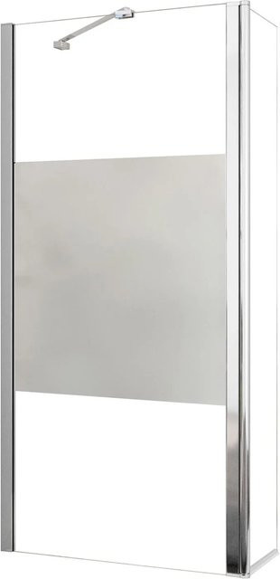 AICA Walk In Duschkabine Set mit Milchglasstreifen und Nano-ESG Glas, Farbe Weiß, B/T/H: 85 x 200 cm Duschwand, 30 x 200 cm Flipper Panel und 45 cm Stabilisator, Glasstärke 8 mm - Bild 1
