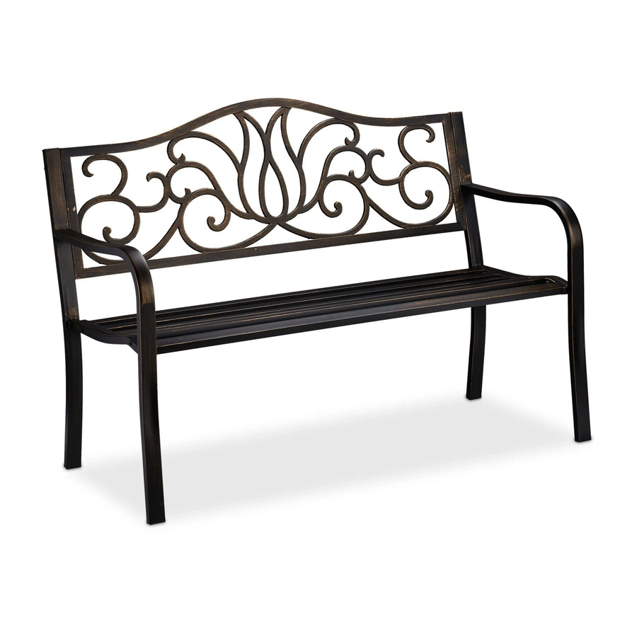 Relaxdays Gartenbank aus Stahl und Gusseisen für 2 Personen in Schwarz, B/T/H: 127,5 x 90 x 63 cm - Bild 2