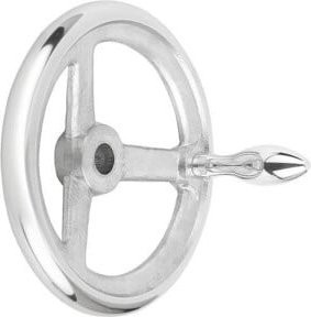KIPP Handrad DIN 950 aus Aluminium in Silber mit Passbohrung 12H7, Durchmesser: 80 mm - Bild 1