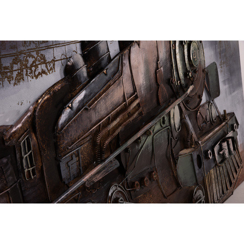 INTERIA Home & Living 3D Metallbild Dampflokomotive aus Stahl, mehrfarbig, B: 120 cm, H: 80 cm - Bild 2