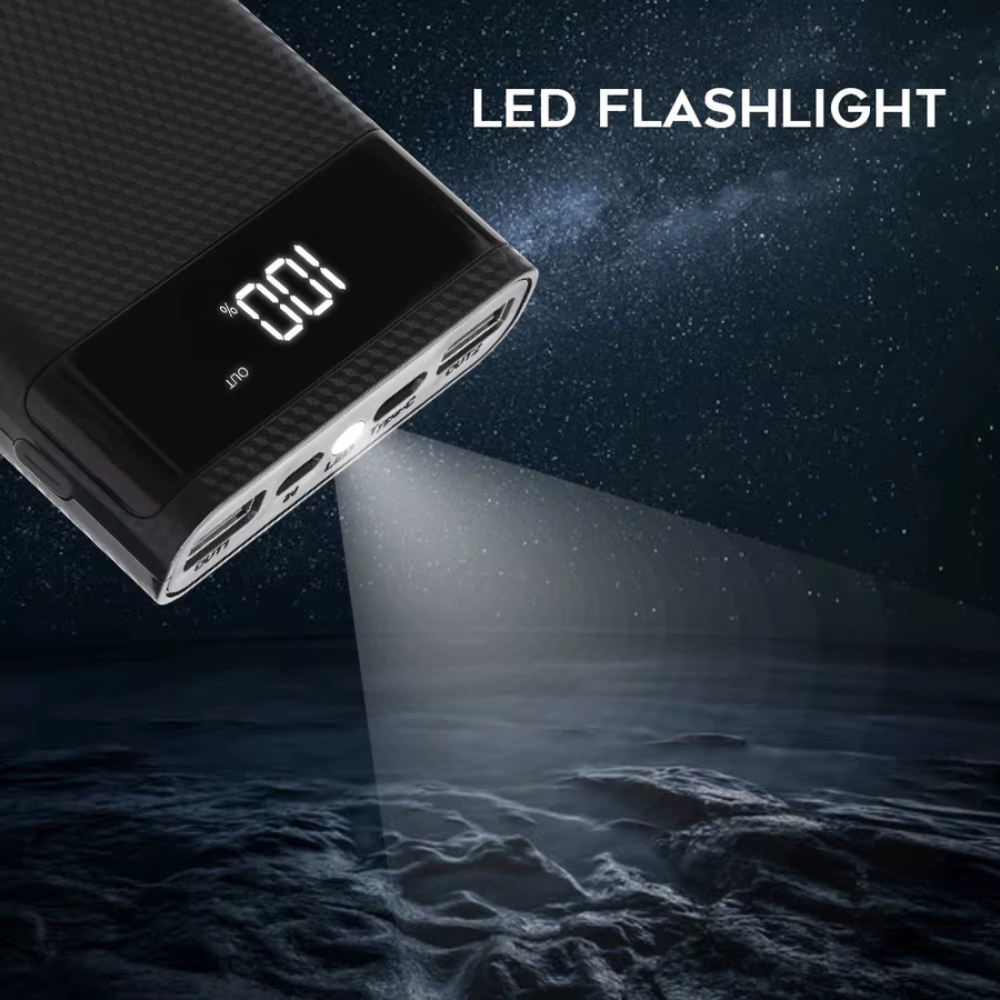 Kebidumei DIY Power Bank Gehäuse für 4x 18650 Batterien mit Dual USB und Typ C Schnittstelle in Schwarz oder Weiß - Bild 4