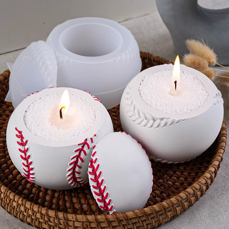 UDOCOOL Silikonform für Baseball-Kerzenhalter mit Deckel in Weiß zur DIY Gestaltung von Gips- und Beton-Ornamenten - Bild 3