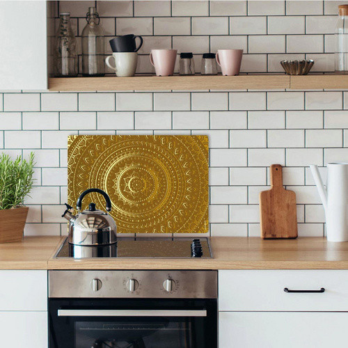 mySPOTTI Mini-Spritzschutz Mandala gold aus Aluverbund mit orientalischem Design, B/T/H: 41,0 x 59,0 cm - Bild 1