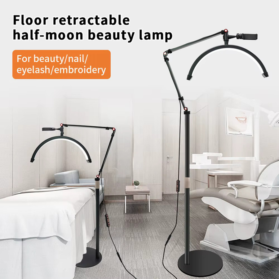 DWiusty 20W LED Halbmond-Ringlampe in Schwarz für Beauty, Hautpflege und Filmaufnahmen mit dimmbarer Farbtemperatur 3000K-6000K - Bild 2